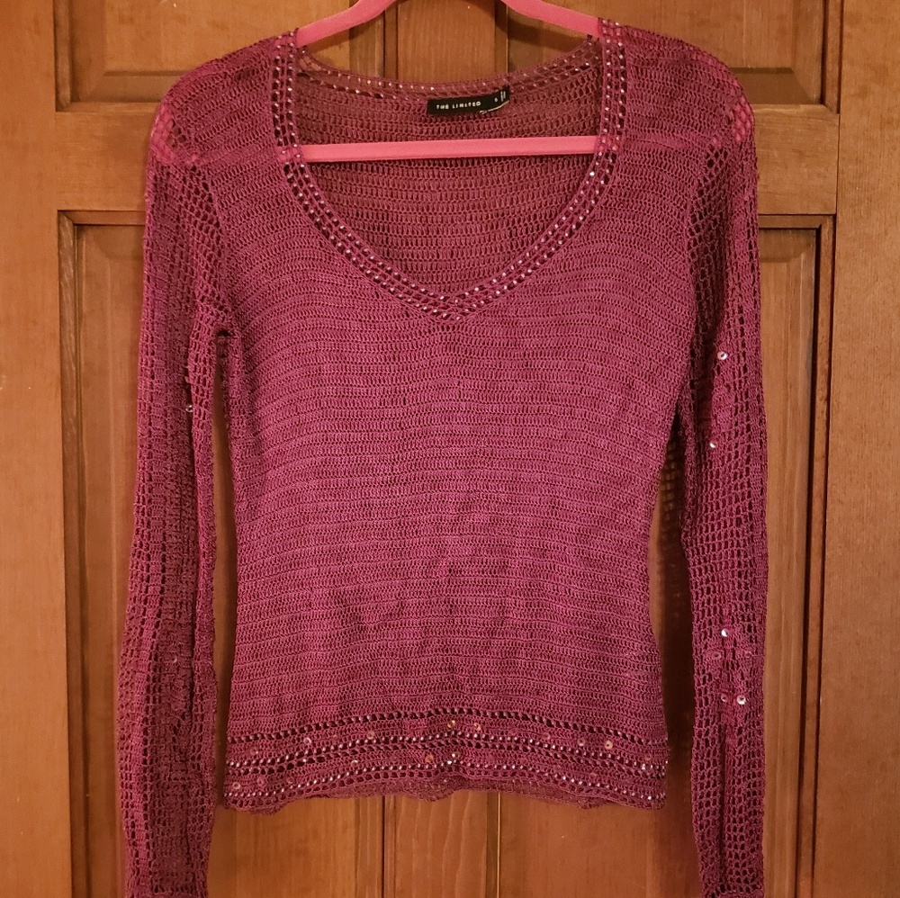 The Limited Crochet V-Neck w/ Embellishments